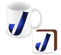 MUGGZ - Alphabet Initial Letter J - Mug & Coaster Giftset with Monogram - Each Letter A Unique Individual Design