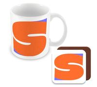 MUGGZ - Alphabet Initial Letter S - Mug & Coaster Giftset with Monogram - Each Letter A Unique Individual Design