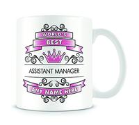 MUGGZ Assistant Manager Mug - 'Worlds Best' Design - Personalised Work Gift - Pink