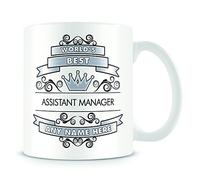 MUGGZ Assistant Manager Mug - 'Worlds Best' Design - Personalised Work Gift - Silver