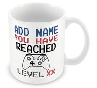 MUGGZ -Birthday Personalised Gamer Mug (11oz) Xbox Style - You Have Reached Level Custom LevelUp Mug Gift for Men/Women- Any Age or Name - Novelty Video Game Controller Design Gifts for Him or Her