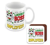 MUGGZ Boss Mug & Coaster -Luckiest Boss Gift - Giftset - Made in The UK