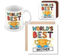 MUGGZ Brother Mug, Card & Coaster - Worlds Best Brother Gift - Giftset - Made in The UK