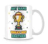MUGGZ Brother Mug - Worlds Best Personalised Cup Gift - Customise with Name - Blue