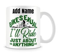 MUGGZ Cycling Mug Personalised Gift - Bikesexual I'll Ride Just About Anything
