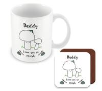 MUGGZ - Daddy We Love You So MUSH - Mug & Coaster - Cute Mushroom Daddy Mug - Gift for Dad - Dad 1 Child