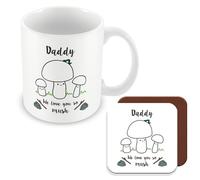 MUGGZ - Daddy We Love You So MUSH - Mug & Coaster - Cute Mushroom Daddy Mug - Gift for Dad - Dad 2 Children