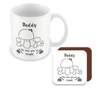 MUGGZ - Daddy We Love You So MUSH - Mug & Coaster - Cute Mushroom Daddy Mug - Gift for Dad - Dad 3 Children