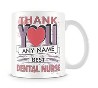 MUGGZ Dental Nurse Thank You Mug - Personalised Cup Gift Customise with Name - Pink