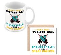 MUGGZ Doctor/Nurse Mug & Card Funny Gift - I Stab People with Sharp Objects - Giftset - Made in The UK