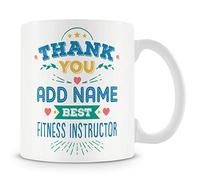 MUGGZ Fitness Instructor Mug - Personalised Thank You Gift - Customise with Name - Blue