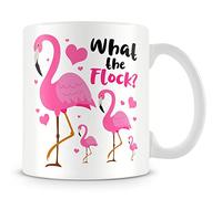 MUGGZ Flamingo Gift Mug - What The Flock? - Custom Funny Coffee Mug - Unique Gift for Friends & Family