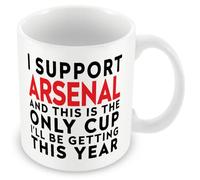 MUGGZ Funny Arsenal Football Mug - I Support Arsenal and This is The Only Cup I’ll Be Getting This Year - Joke Gift for Dad, Friends, Fans - 11oz Ceramic Tea Coffee Cup - Dishwasher Safe