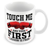 MUGGZ Funny Boxing Mug - Touch Me and Your First Lesson is Free | funny boxing gifts for men, teenage boys and coaches - First Lesson's Free banter