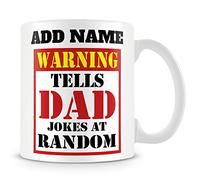 MUGGZ Funny Dad Mug Personalised Gift - Warning Tells Dad Jokes At Random