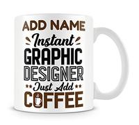 MUGGZ Funny Designers Mug Personalised Gift - Instant Graphic Designer Just Add Coffee