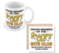 MUGGZ Funny Gift Mug & Card for Old People - Grumpy Old GITS Club - Giftset - Made in The UK