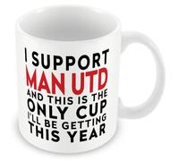 MUGGZ Funny Manchester United Football Mug - I Support Man Utd and This is The Only Cup I’ll Be Getting This Year - Joke Gift - 11oz Ceramic - Dishwasher Safe