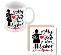 MUGGZ Funny Midwife Mug & Card Gift Hard Labour - Giftset - Made in The UK