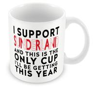 MUGGZ Funny Sunderland Football Mug - I Support Sunderland and This is The Only Cup I’ll Be Getting This Year - Joke Gift - 11oz Ceramic - Dishwasher Safe