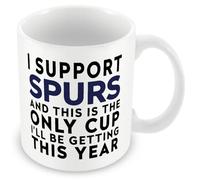 MUGGZ Funny Tottenham Football Mug - I Support Tottenham and This is The Only Cup I’ll Be Getting This Year - Joke Gift - 11oz Ceramic - Dishwasher Safe