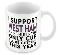 MUGGZ Funny West Ham Football Mug - I Support West Ham and This is The Only Cup I’ll Be Getting This Year - Joke Gift - 11oz Ceramic - Dishwasher Safe