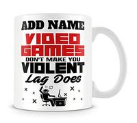 MUGGZ Gamer Mug Personalised Gift - Video Games Don't Make You Violent Lag Does