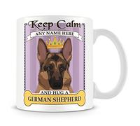 MUGGZ German Shepherd Mug - Personalised Gift - Add Name and Text - Keep Calm and Hug a German Shepherd Cup - Purple