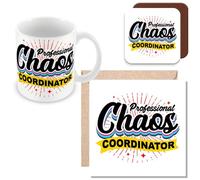 MUGGZ Gift Mug, Card & Coaster for Boss/Manager - Professional Chaos Coordinator - Giftset - Made in The UK