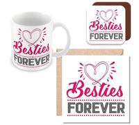 MUGGZ Gift Mug, Card & Coaster for Friend/Friendship - Besties Forever - Giftset - Made in The UK