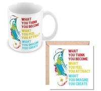 MUGGZ Gift Mug & Card for Positive Thinking Inspiration Motivation - What You Think You Become What You Feel You Attract - Giftset - Made in The UK