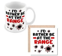 MUGGZ Gift Mug & Card for Shooting Enthusiast - I'd Rather Be at The Range. - Giftset - Made in The UK