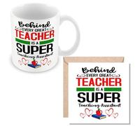 MUGGZ Gift Mug & Card for Teaching Assistant- Behind Every Great Teacher is A Super Teaching Assistant - Giftset - Made in The UK