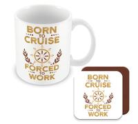 MUGGZ Gift Mug & Coaster for Cruising Holiday - Born to Cruise - Giftset - Made in The UK