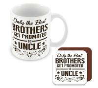 MUGGZ Gift Mug & Coaster for Uncle - Only The Best Brothers Get Promoted to Uncle - Giftset - Made in The UK