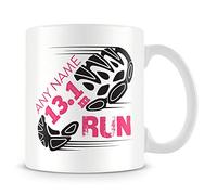 MUGGZ Half Marathon Mug - Running Personalised Cup Gift for Runners of 13.1 Mile Race - Add Name - Pink - Custom Funny Coffee Mug - Unique Gift for Friends & Family