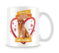 MUGGZ I Love My Golden Retriever Dog Mug - Personalised Gift - Customise with Name - Orange
