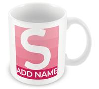 MUGGZ Initial Mugs - Personalised Cup with Your Choice of Letter and Name - Pink Stripes - Custom Funny Coffee Mug - Unique Gift for Friends & Family