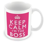 MUGGZ Keep Calm I’m The Boss Pink Mug | Funny Work Gift | Boss Coffee Tea Cup | Ceramic 11oz Dishwasher Microwave Safe