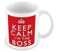 MUGGZ Keep Calm I’m The Boss Red Mug | Funny Work Gift | Boss Coffee Tea Cup | Ceramic 11oz Dishwasher Microwave Safe