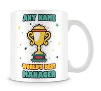 MUGGZ Manager Mug - Worlds Best Personalised Cup Gift - Customise with Name - Blue