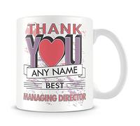 MUGGZ Managing Director Thank You Mug - Personalised Cup Gift Customise with Name - Pink