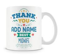 MUGGZ Midwife Mug - Personalised Thank You Gift - Customise with Name - Blue
