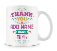 MUGGZ Midwife Mug - Personalised Thank You Gift - Customise with Name - Pink