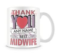 MUGGZ Midwife Thank You Mug - Personalised Cup Gift - Customise with Name - Pink