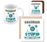 MUGGZ Mug, Card & Coaster Gift for Engineer - I Can't Fix Stupid Bit I Can Fix What Stupid Does - Giftset - Made in The UK