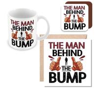MUGGZ Mug, Card & Coaster Gift for Expectant/New Dad - The Man Behind The Bump - Giftset - Made in The UK