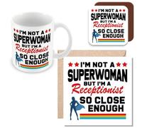 MUGGZ Mug, Card & Coaster Gift for Receptionist - I'm Not A Superwoman - Giftset - Made in The UK