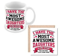 MUGGZ Mug & Card Gift for Dad - I Have The Most Awesome Daughters in The World. (yes This was A Gift from Them) - Giftset - Made in The UK
