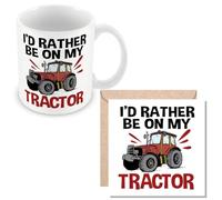 MUGGZ Mug & Card/Gift for Farmer - I'd Rather Be On My Tractor - Giftset - Made in The UK